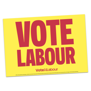Vote Labour Red on Yellow 594x594mm Correx