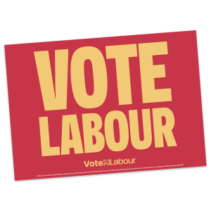 Vote Labour Yellow on Red A2 Correx