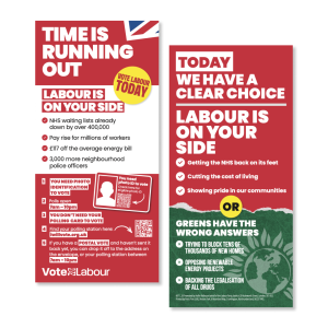 GOTV Time Is Running Out, Labour Is On Your Side (Green) leaflet