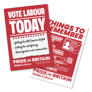 GOTV Vote Labour Today leaflet